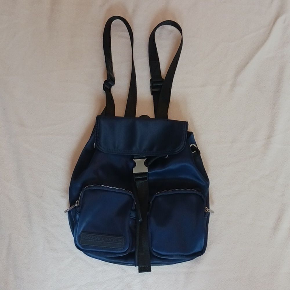 Kendall+Kylie Silky Navy Blue Backpack Medium Sized. Adjustable straps.